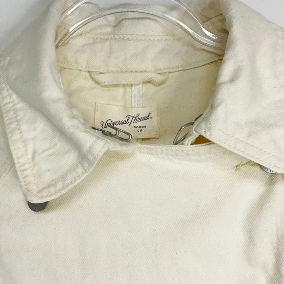 Universal Thread Womens Small Ecru Cropped Moto Jacket Cotton Lyocell W9P38Y NWT - Picture 5 of 13